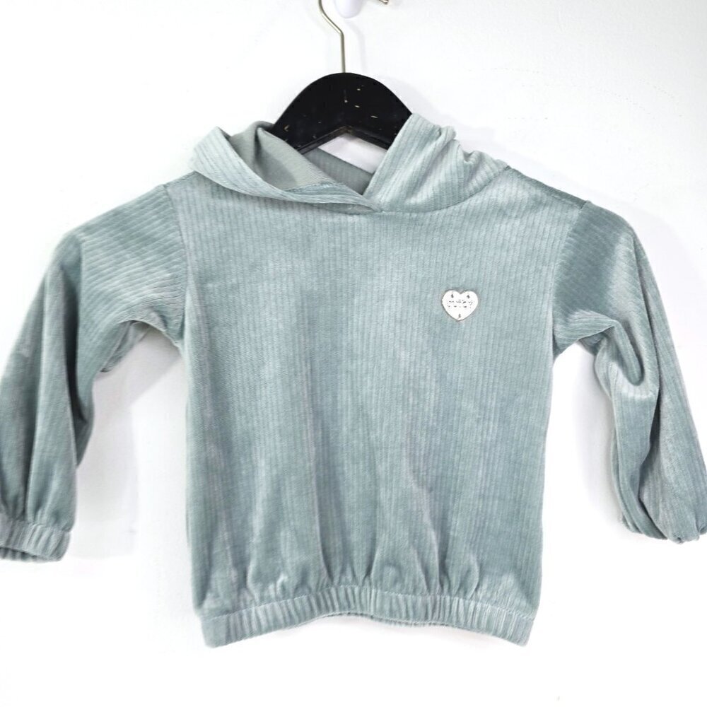 Juicy Couture Grey Green Corduroy Velvet Pullover Hooded JAcket
